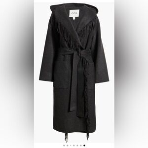 COS Black Fringe Belted Coat